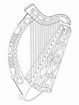 Harp Irish Harfa Kolorowanka Irlandzka Celtic Designlooter Arms Vectorified Kategorii sketch template