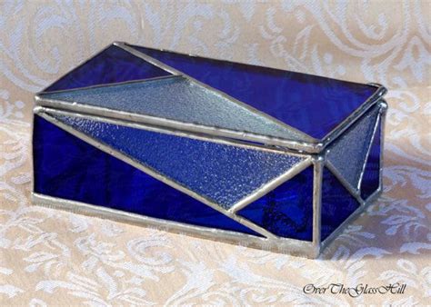 Cobalt Blue Tiffany Stained Glass Jewelry Box By