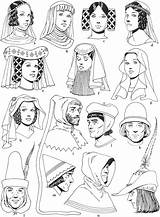 Century Headdress 14th Fashion Coloring Middle Ages Medieval Age Save Pages sketch template