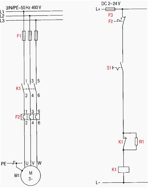 main  auxiliary circuit diagrams  switching  phase motors  contactor   eep