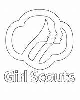 Coloring Scout Girl Trefoil Logo Scouting Print sketch template