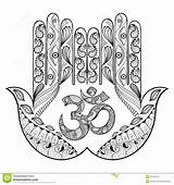 Hamsa Coloring Pages Adult Hand Henna Zentangle Tattoo Tribal Ethnic Ornamental Doodle Drawn Protection Style Vector Dreamstime Mantra sketch template