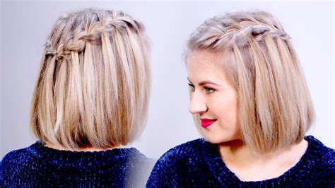how to waterfall braid crown hairstyle for short hair