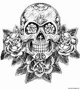 Coloring Adult Skull Pages Hard Sugar Tatoo Difficult Printable Book sketch template