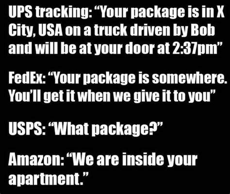 package delivery joke  difference  ups  amazon funny quotes haha funny