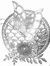 Coloring Pages Print Grayscale Grey Adult Leaf Printable Books Getcolorings Colouring Color Butterfly Mij Door Designlooter Sheets sketch template