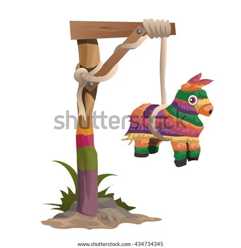 colored donkey pinata isolated  white stock vector royalty