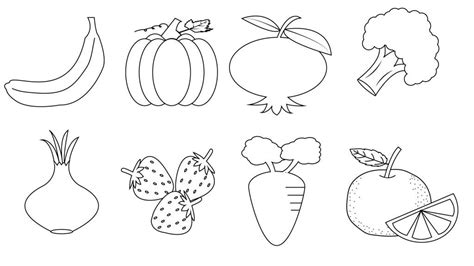 printable coloring pictures  fruits  vegetables kidsworksheetfun