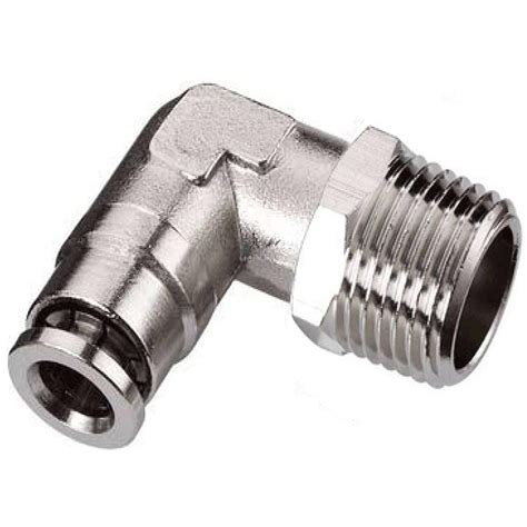 utah pneumatic push  connect air fittings  od  npt swivel fitting elbow nickel plated