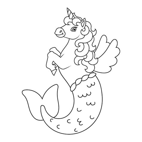 premium vector cute mermaid unicorn magic fairy horse coloring book