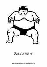 Sumo Colouring Wrestler Pages Wrestling sketch template