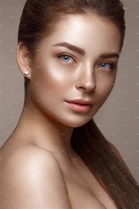 beautiful young girl  natural nude   beauty face high quality beauty fashion