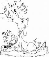 Music Howling Dog Coloring Pages Draw Drawings Colouring Animal يغني Sheets Visit Choose Board Cute sketch template