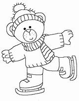 Bear Coloring Ice Pages Printable Skates Cute Skating Winter Christmas Kids Print Skater Washing Machine Teddy Color Para Do Girls sketch template