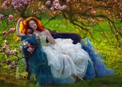 fantasy art women women outdoors model redhead
