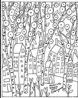 Coloring Patterns Karla Folk Rug Gerard Hundertwasser House Hooking Pages Paper Embroidery Zentangle Birches Houses Pattern Abstract Hook Primitive Choose sketch template