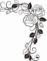Rose Corner Clipart Border Flower Vine Paper Project Cliparts Library Drawings sketch template