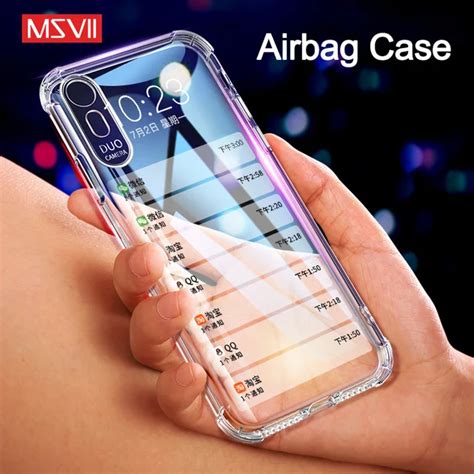 msvii airbag case  iphone  xs max cases transparent crystal gray  cover  iphone