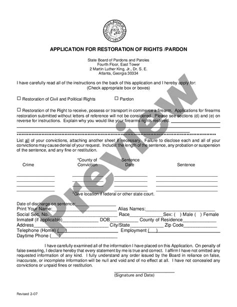 georgia application  restoration  rights pardon sample letter