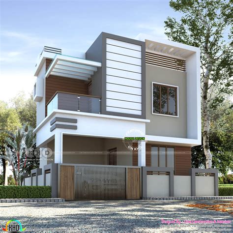 modern house double floor front elevation design draw garden