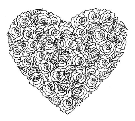 rose garden heart adult coloring page favecraftscom