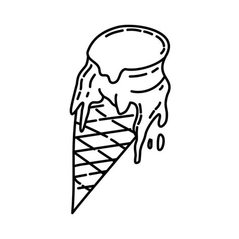 melted ice cream icon doodle hand drawn  outline icon style