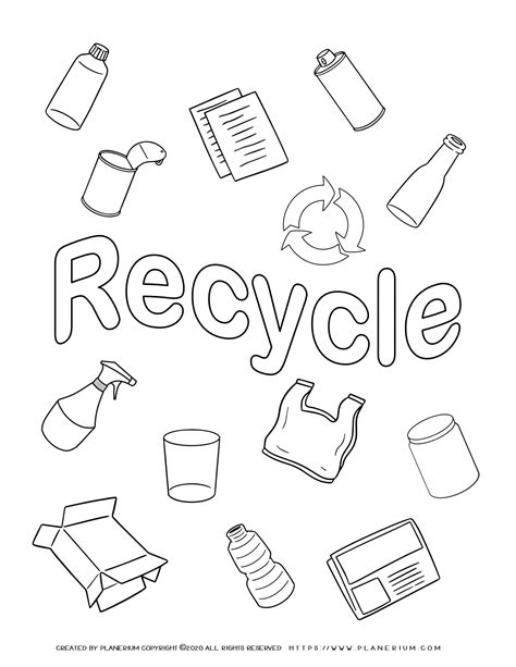 earth day coloring page recycled items planerium