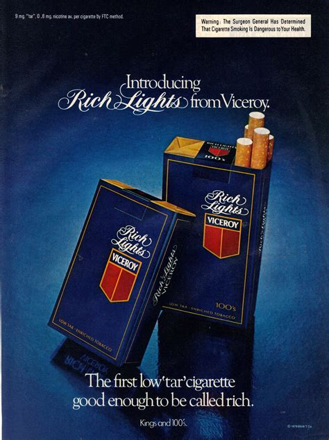 Vintage 1979 Viceroy Rich Lights Cigarettes Print Ad Etsy