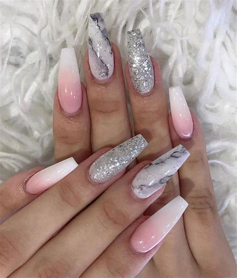 trendy designs acrylic nails    polish  pearls
