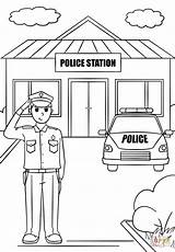 Coloring Police Station Pages Printable Drawing sketch template