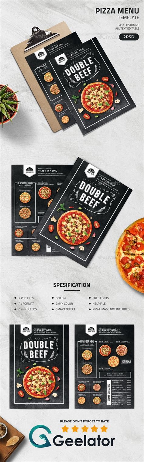 pizza menu template print templates graphicriver