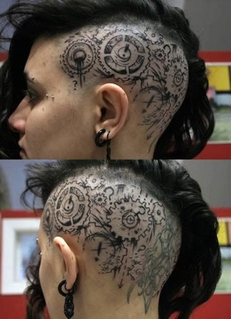 12 Most Extreme Scalp Tattoos In Women Scalp Tattoos In