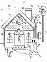 Gingerbread Coloring House Pages Man Printable Drawing Near Christmas Sheet Paper Dot sketch template