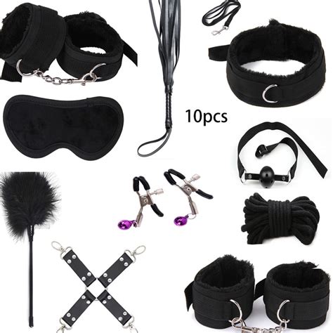 Factory Outlet 10 Pcs Set Sexy Lingerie Bdsm Sex Bondage Set Hand Cuffs