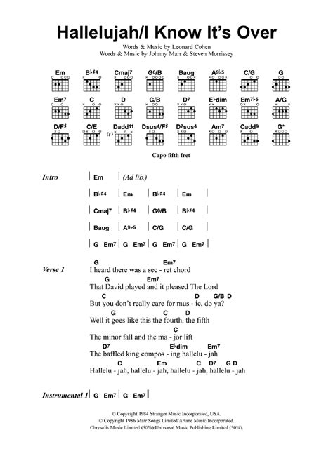 hallelujah i know it s over by jeff buckley guitar chords lyrics