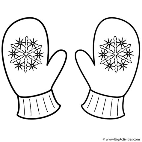 mittens  snowflakes coloring page christmas