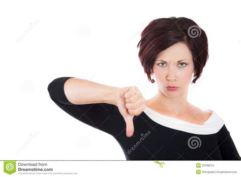 unhappy woman wife businessperson giving thumbs down