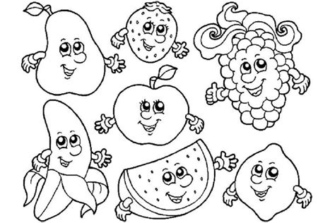 fruit coloring pages  faces fruit coloring