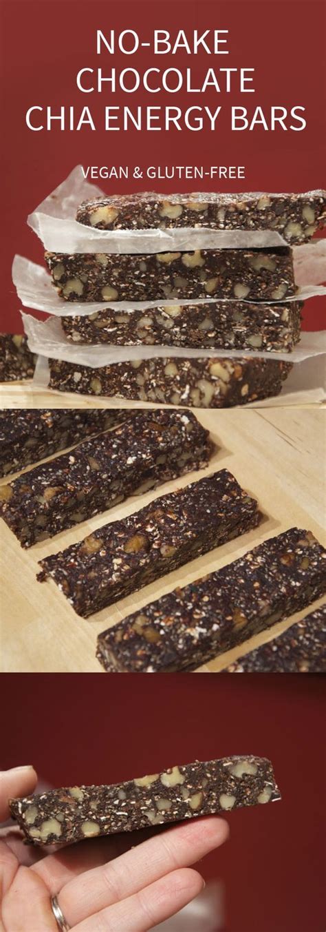 no bake chocolate chia bars with walnuts vegan and gluten free food pinterest chia