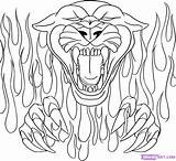 Flames Coloring Panther Pages Drawing Panthers Fire Draw Flaming Heart Flame Skull Carolina Step Skulls Printable Logo Animal Outline Simple sketch template
