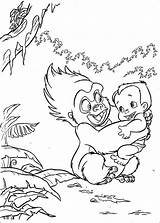 Monkey Tarzan Coloring Disney Friends Baby Cute sketch template