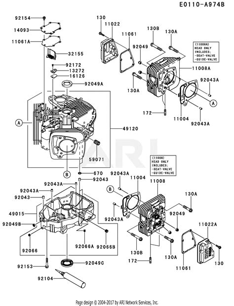 kawasaki fxv   stroke engine fxv parts diagram  cylindercrankcase