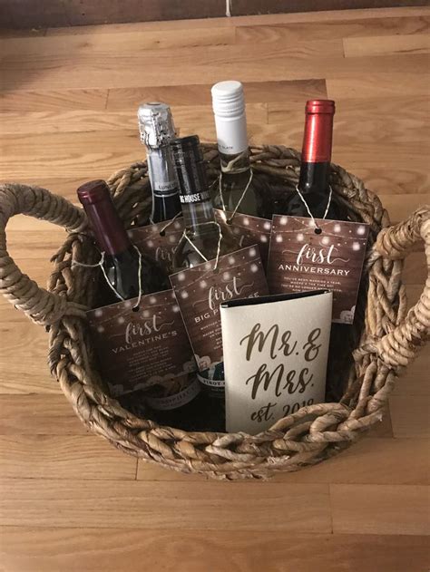 Bridal Shower T Basket Full Of Wine Bottles Of Firsts