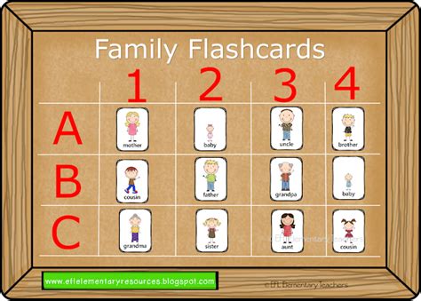 efl elementary teachers family flashcards  worksheets  esl students