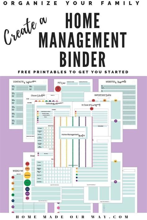 printable home management binder