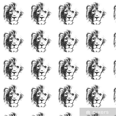 behang leeuwenkop hand getekend vector illustratie pixersnl
