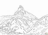 Coloring Pages Matterhorn Alps Swiss Color Switzerland Mountain Printable Colouring Drawing Drawings Sheets Adults sketch template