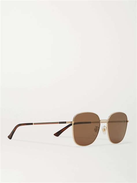 gold square frame gold tone sunglasses gucci eyewear mr porter