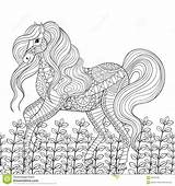 Getrokken Paard Rennen Volwassen Kleurende Adulta Cavallo Disegnato Coloritura Sforzo sketch template