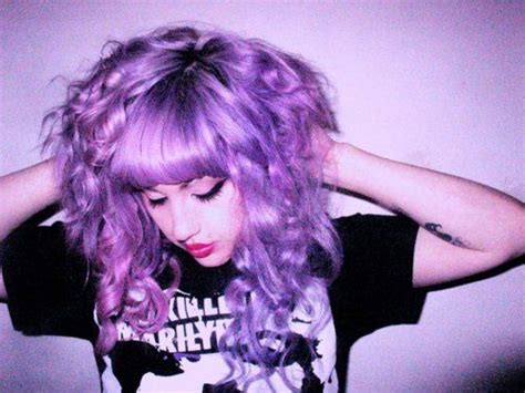 straight bangs curly purple hair with images grunge hair